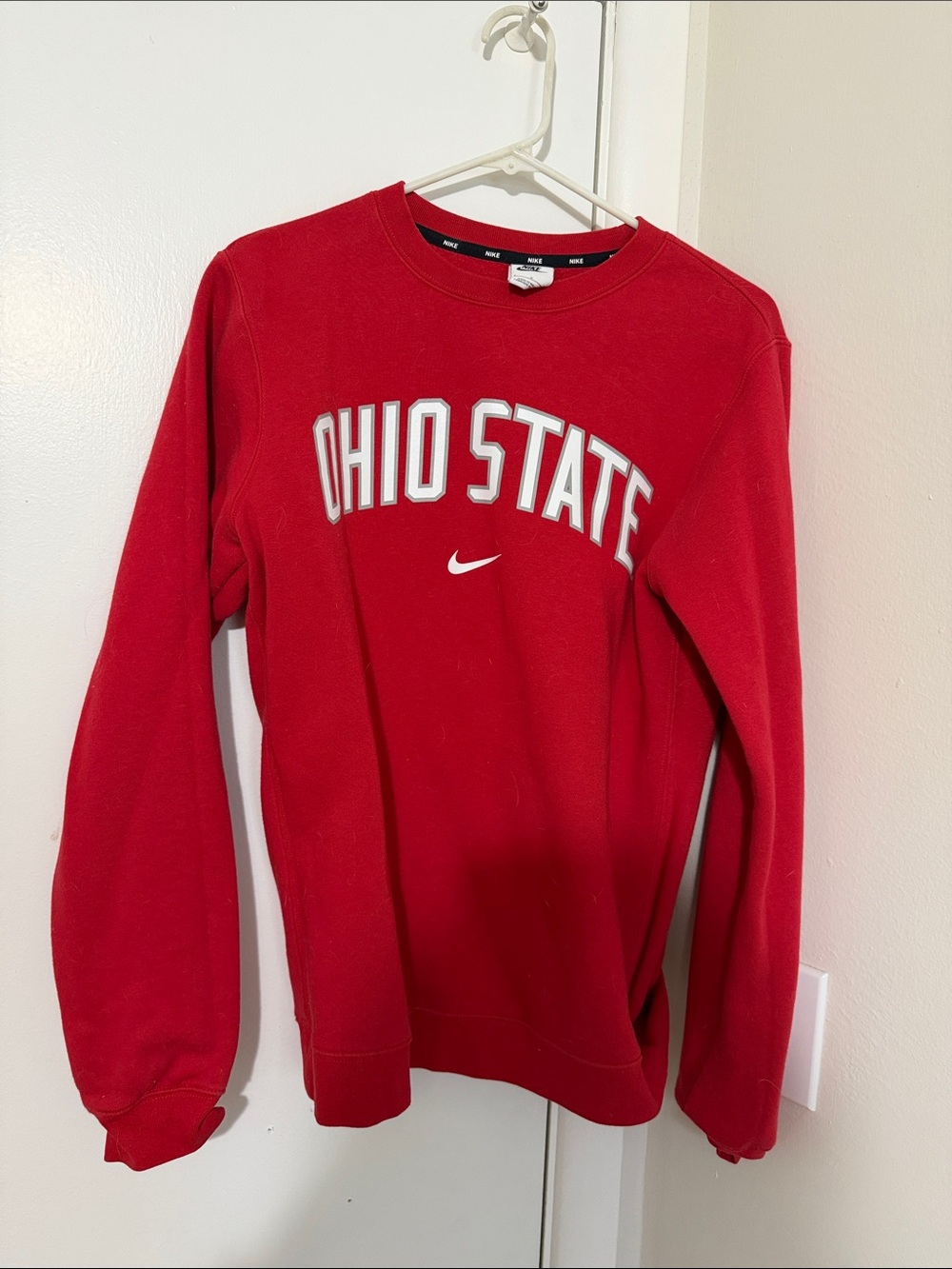 Nike Red Ohio State Crewneck Sweatshirt with White Lettering